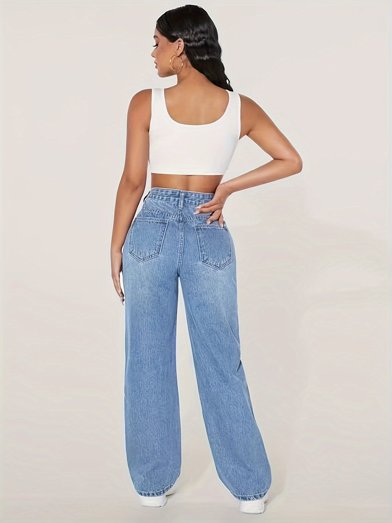 Ripped Loose Fit Straight Jeans