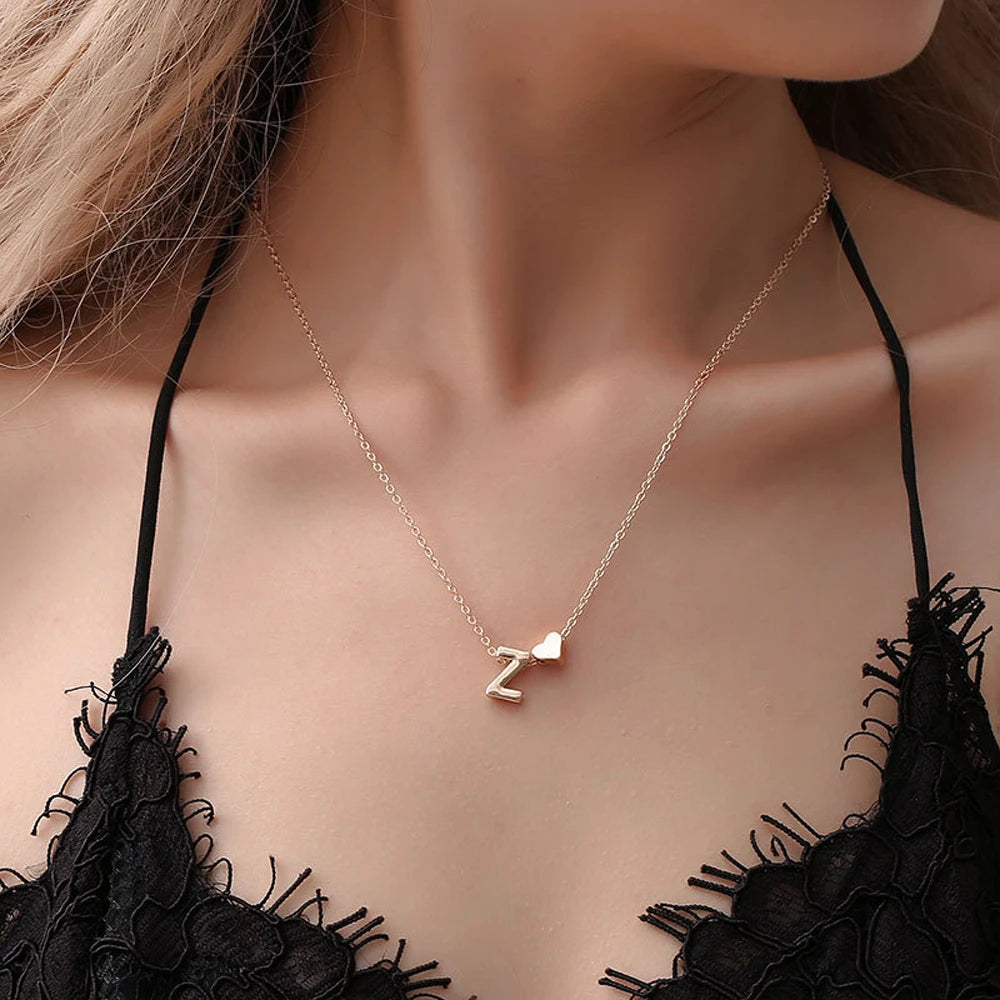 Dainty Initial Heart Necklace