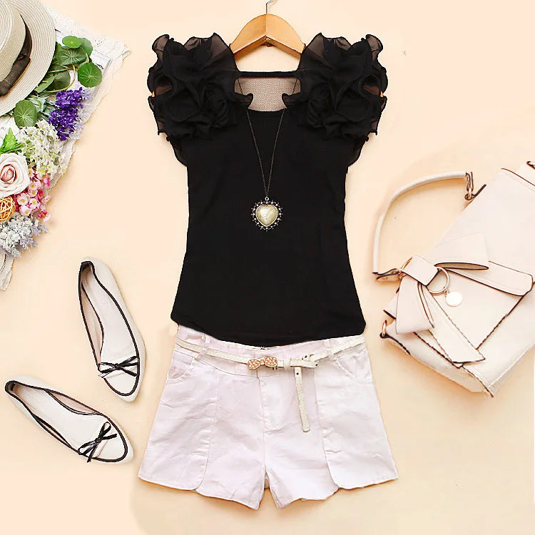 Ruffled Short Sleeve T-Shirt