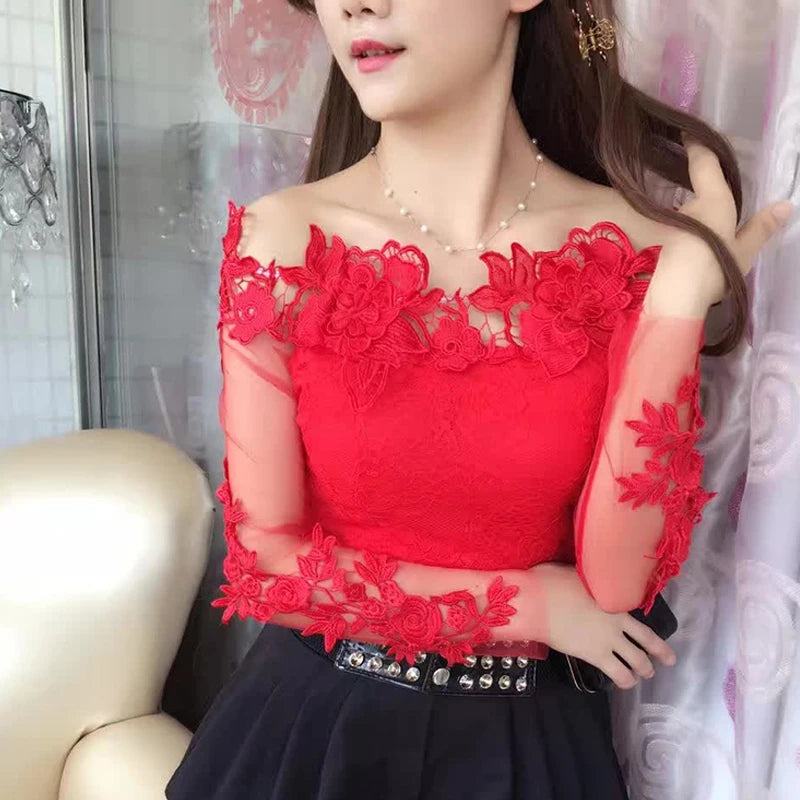 Chic Off-Shoulder Lace Blouse