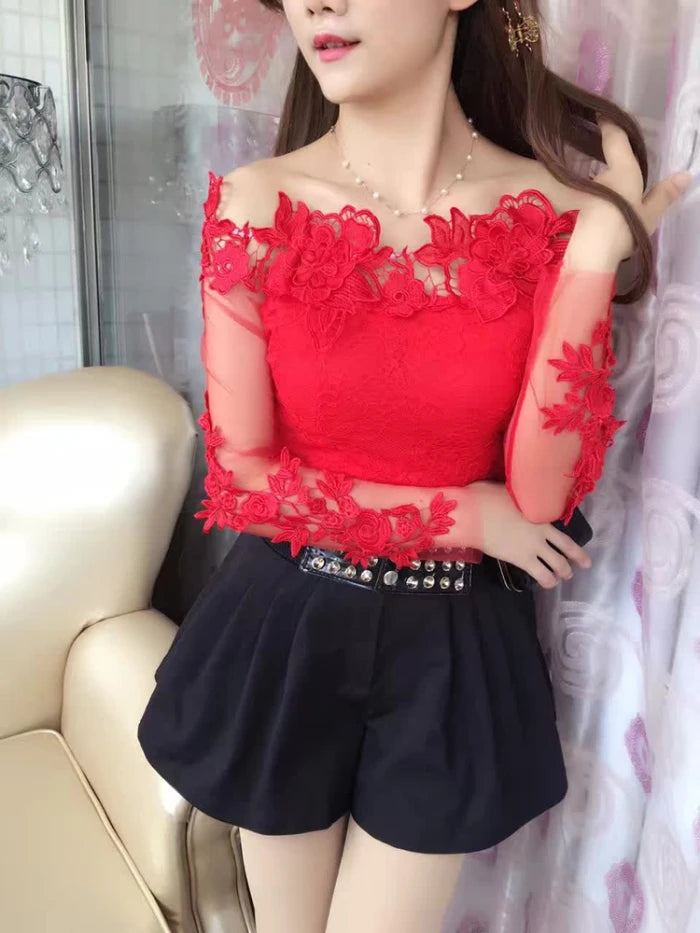 Chic Off-Shoulder Lace Blouse