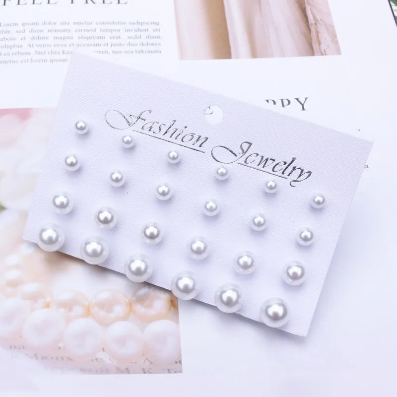 Simulated Pearl Earrings Set