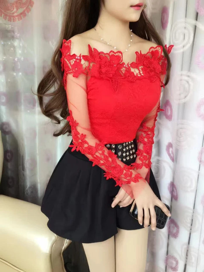 Chic Off-Shoulder Lace Blouse