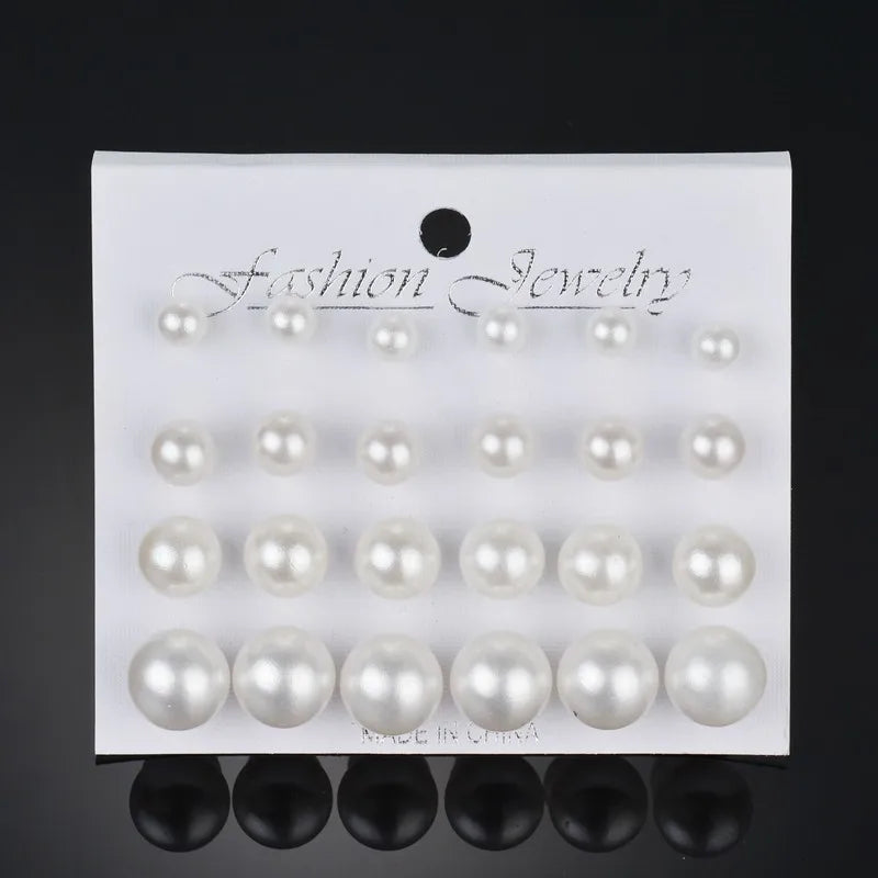 Simulated Pearl Earrings Set