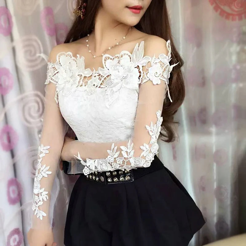 Chic Off-Shoulder Lace Blouse