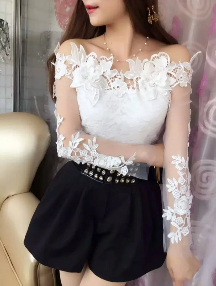 Chic Off-Shoulder Lace Blouse