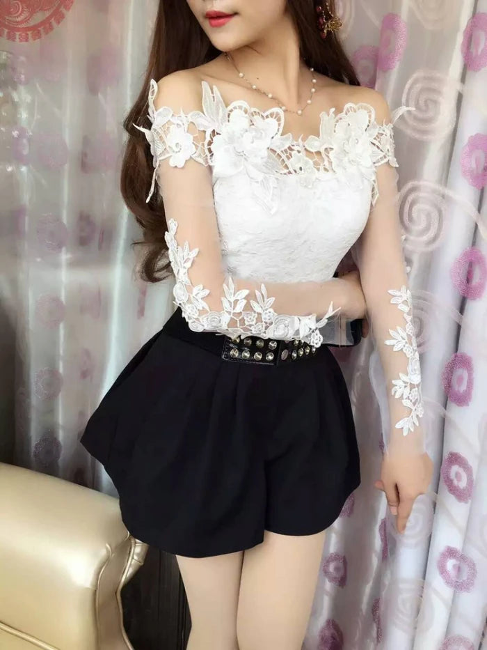 Chic Off-Shoulder Lace Blouse