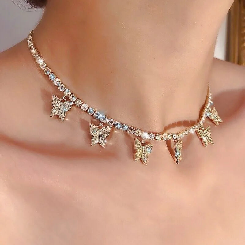 Crystal Butterfly Hollow Choker