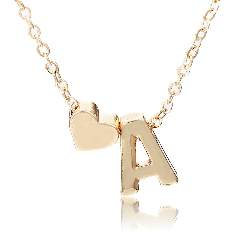 Tiny Heart Initial Necklace