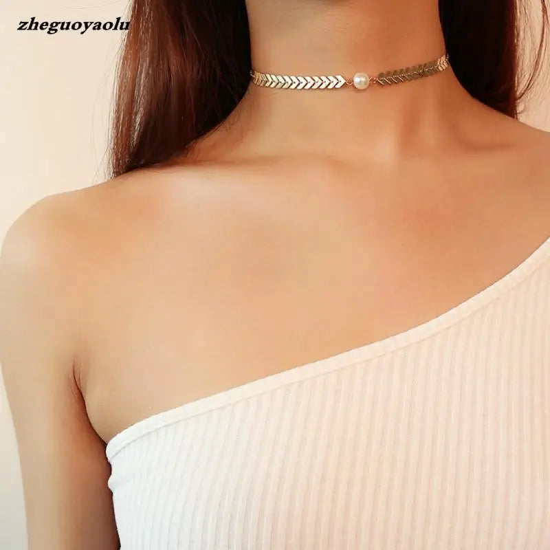 Simple Metal Statement Necklace