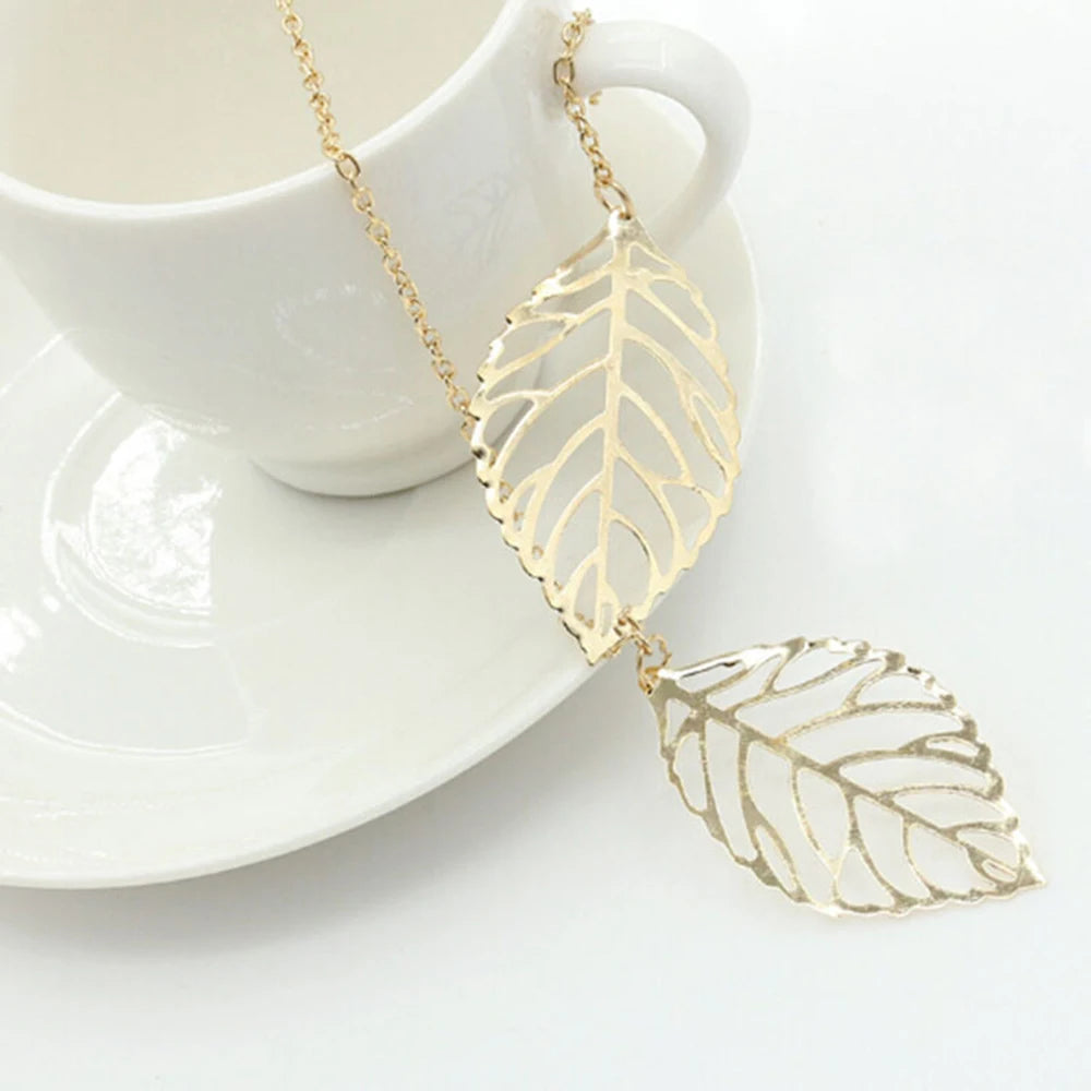 Boho Double Leaves Necklace