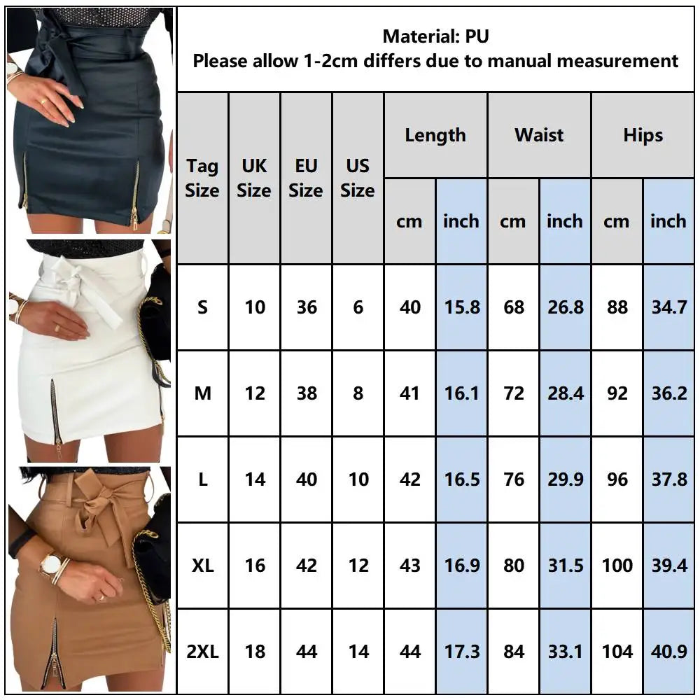 Women's High Waist Bodycon Short Skirt Party Slim Sexy Zipper Hip Skirt With Belt Elegant Fashion Summer New Mini Skirt Clubwear