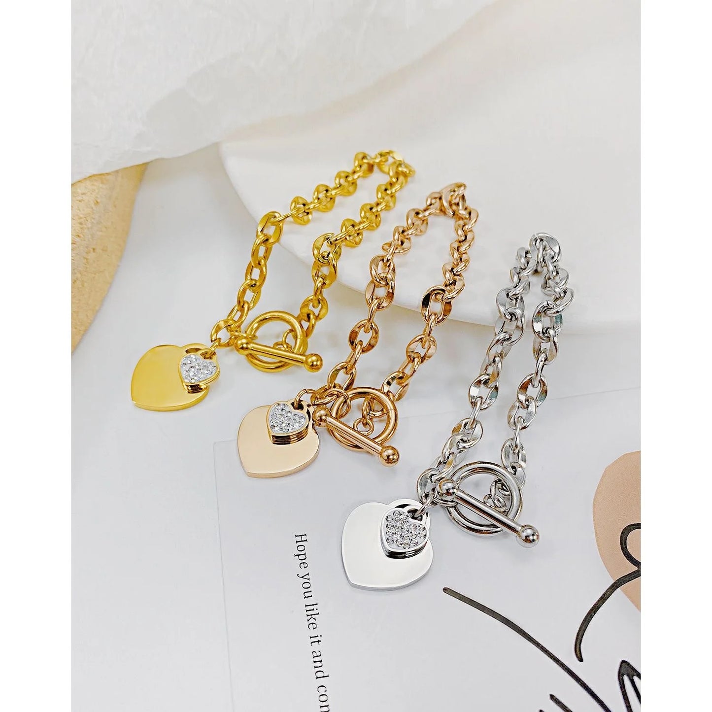 Gold Plated Heart Pendant Bracelet