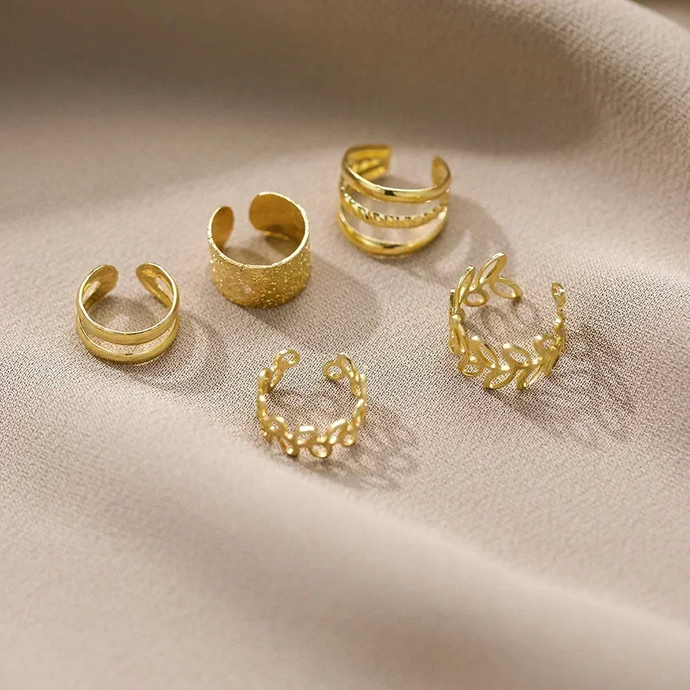 Leaf Double Stud Earrings Set