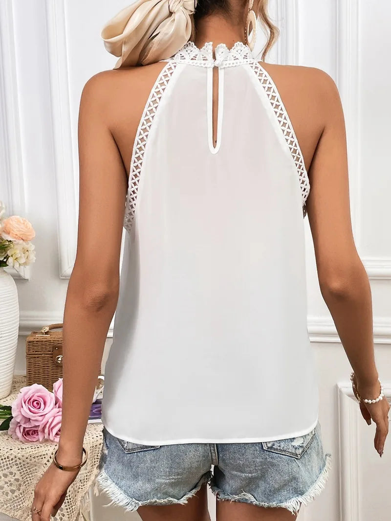 Hollow Lace Sleeveless Top