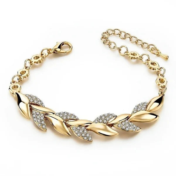 Braided Leaf Charm Bracelet