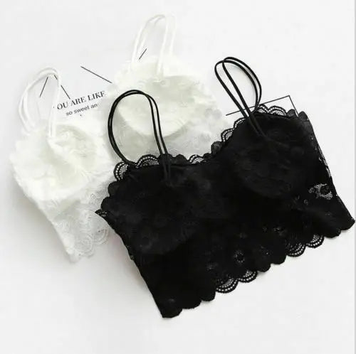 2022 Women Black Lace Tanks Tops Full Cup Padded Underwear Sexy Solid Tank Top Fashion Basic Tube Tops Push Up White Corset Top