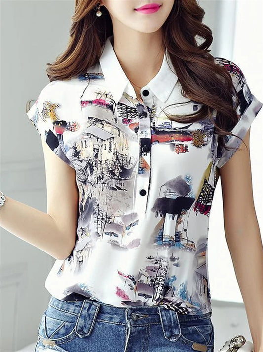 Casual Printed Chiffon Blouse