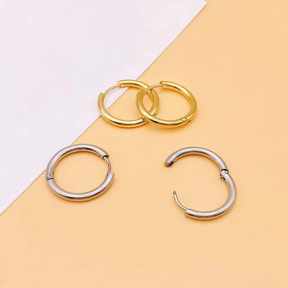 Simple Stainless Steel Hoop Earrings