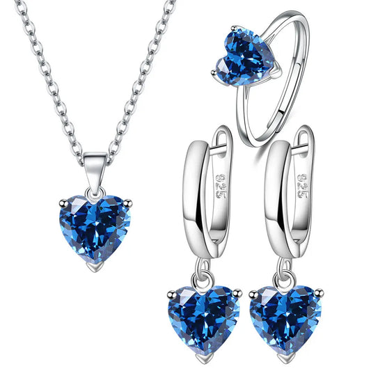 Elegant Heart Zircon Jewelry Set