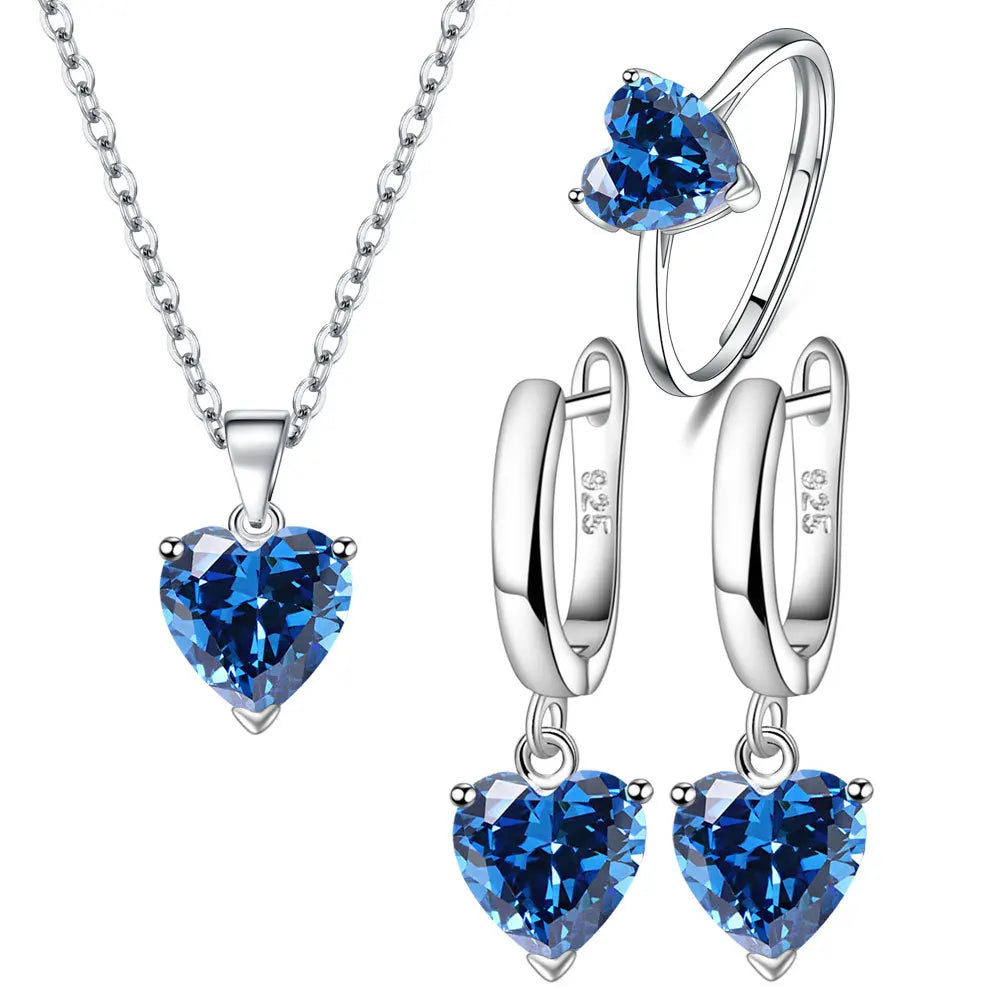 Elegant Heart Zircon Jewelry Set