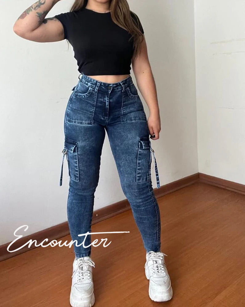 High Waisted Cargo Jeans