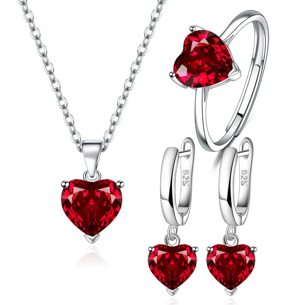 Elegant Heart Zircon Jewelry Set