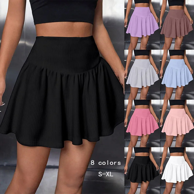 Women's Sexy Halter Skirt Short Summer Solid Color Y2K Style Folding Slim High Women's Casual Mini Skirt