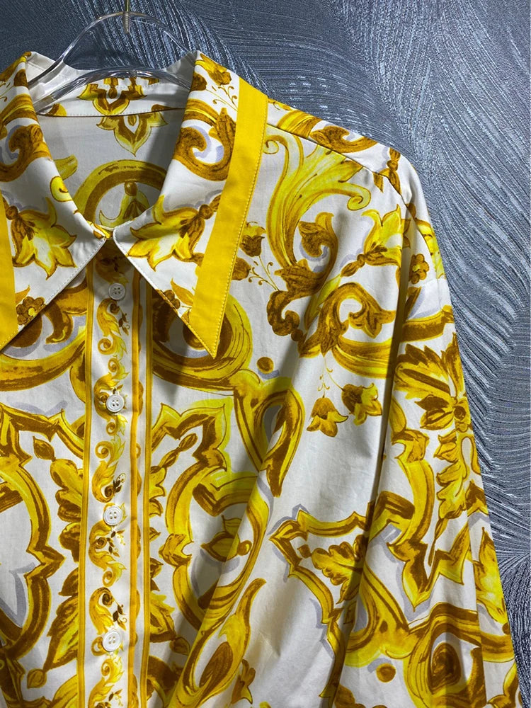 Vintage Print Cotton Shirt