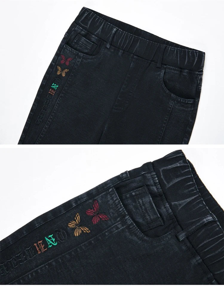 Embroidered Oversize Stretch Jeans