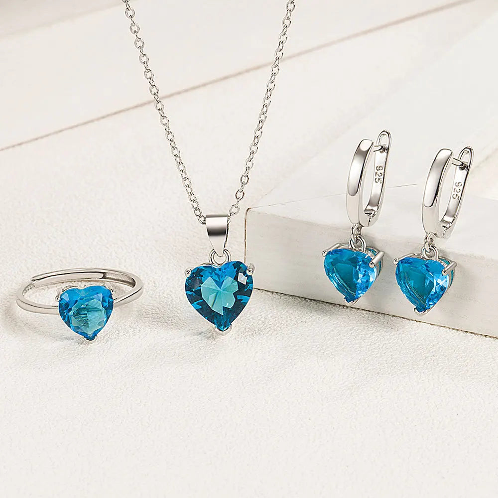 Elegant Heart Zircon Jewelry Set