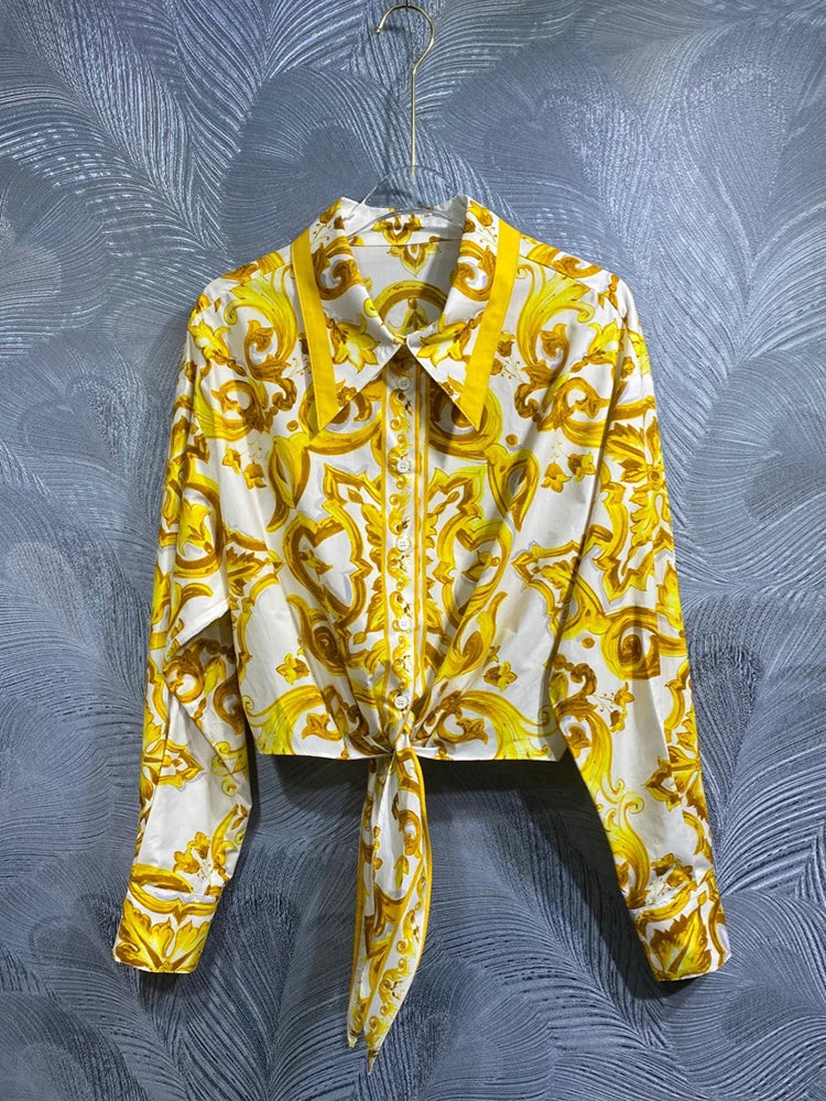 Vintage Print Cotton Shirt