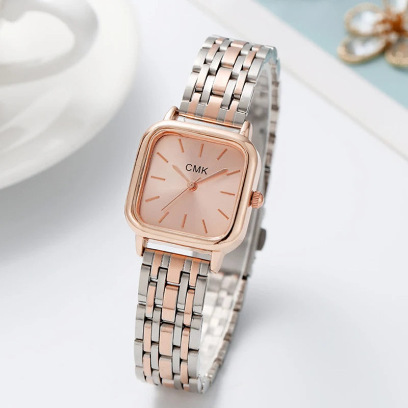 Casual Women Quartz Watch Classic Alloy Strap Wristwatch Square Ladies Watches Simple Clock Gift Relogio Feminino