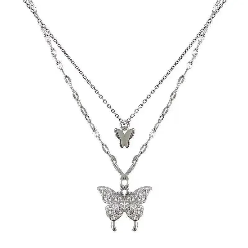 Shiny Butterfly Clavicle Necklace