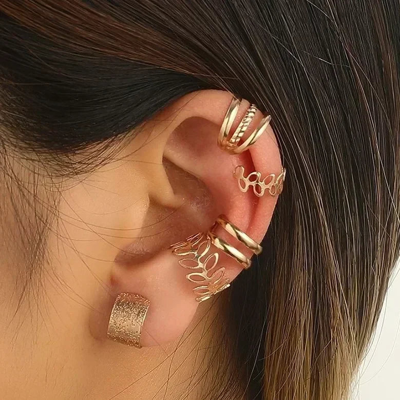 Leaf Double Stud Earrings Set