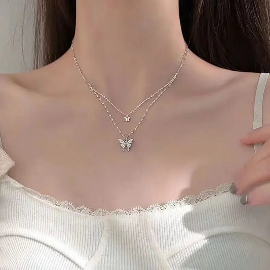 Shiny Butterfly Clavicle Necklace