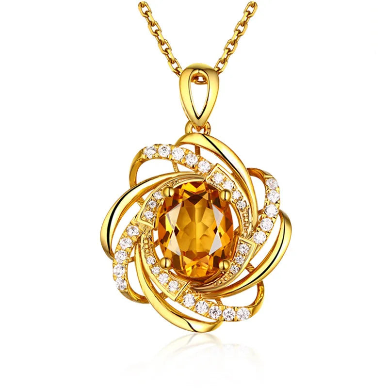 Zircon Flower Spiral Necklace