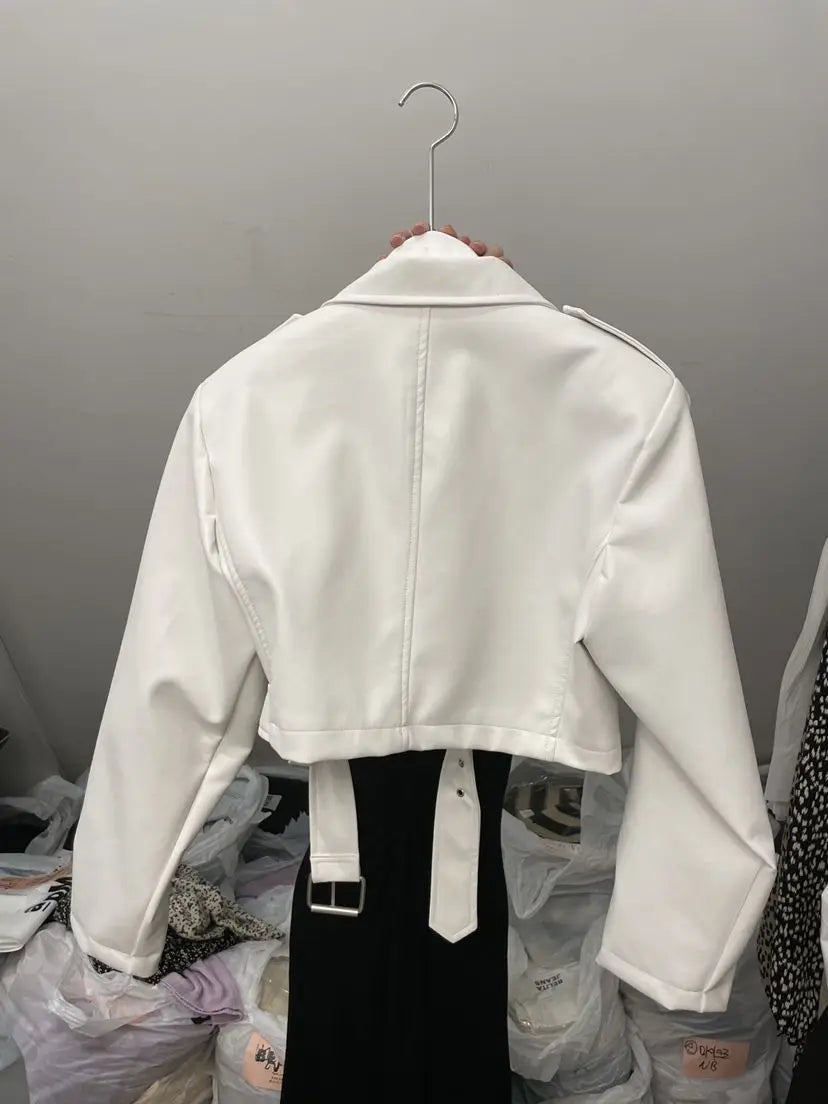 Korean PU Leather Crop Jacket