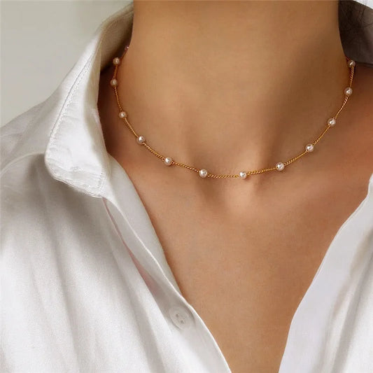 Korean Pearl Choker Necklace