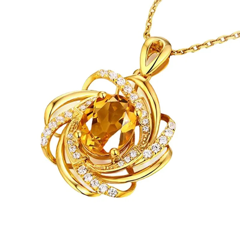 Zircon Flower Spiral Necklace