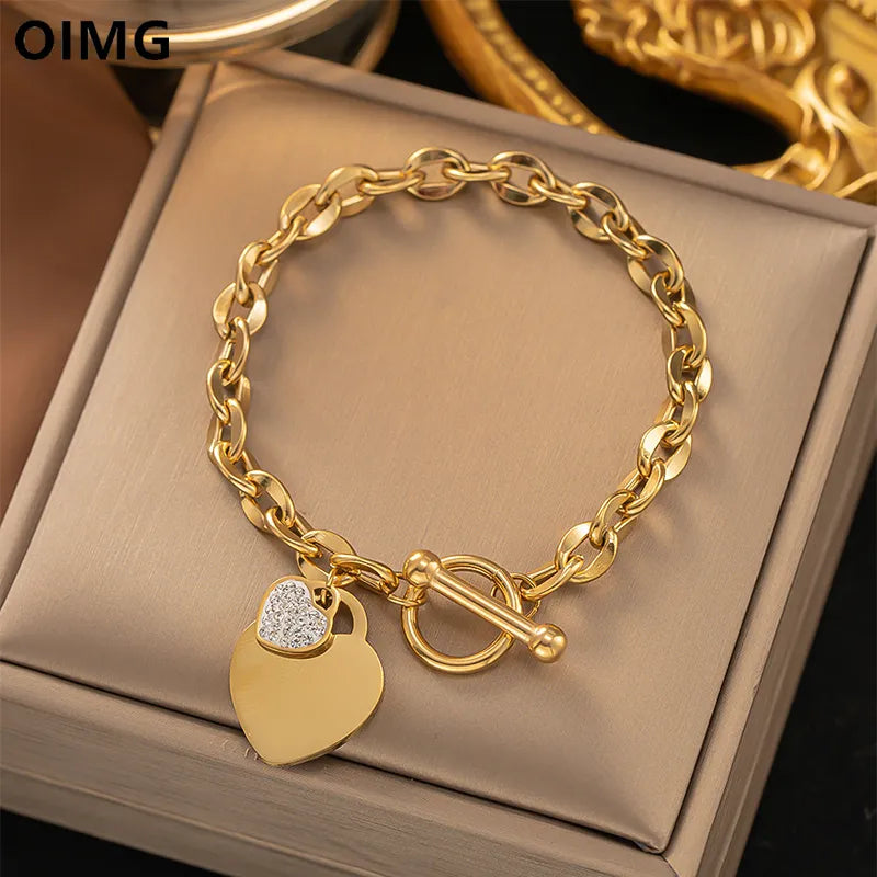 Gold Plated Heart Pendant Bracelet