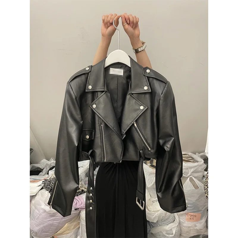 Korean PU Leather Crop Jacket