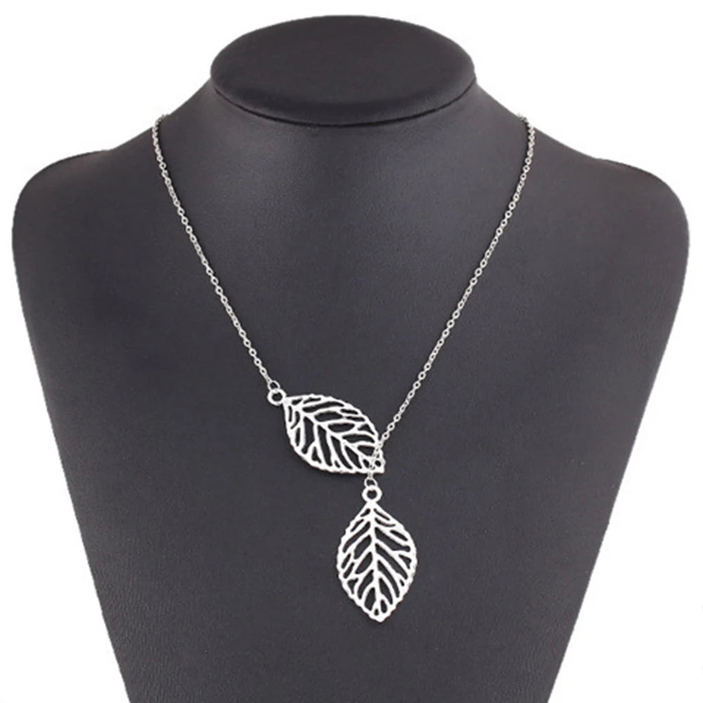 Boho Double Leaves Necklace