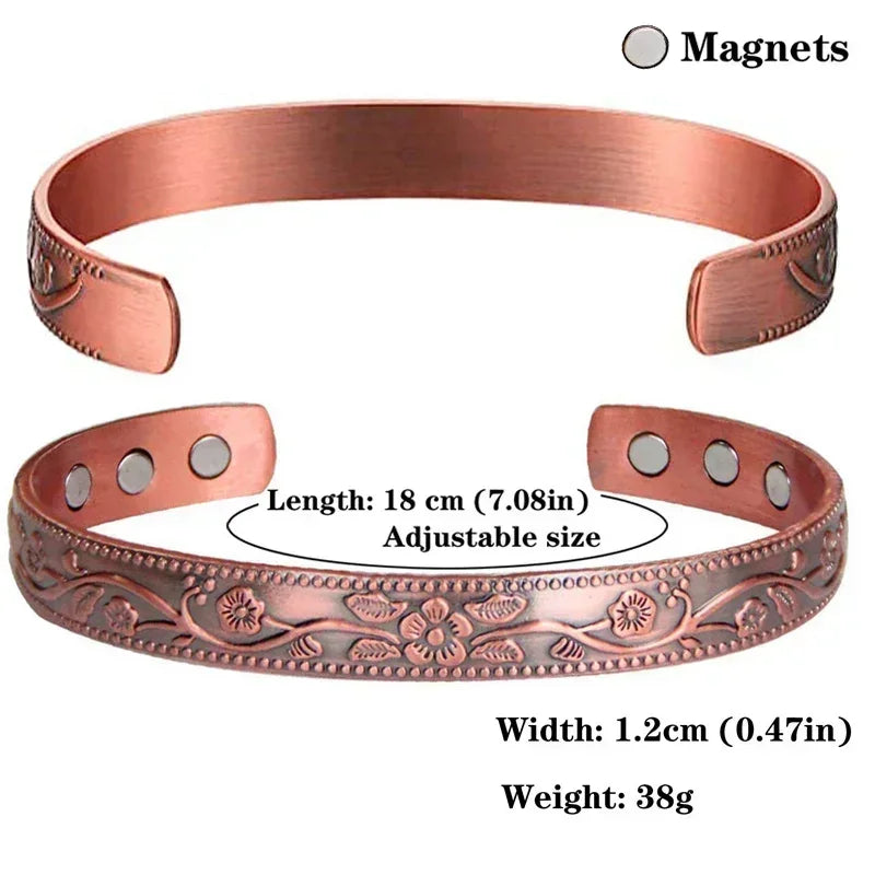 Pure Copper Magnetic Bracelet Men Arthritis Adjustable Magnets Women Cuff Therapy Health Energy Bangles Dropshipping / Wholesale