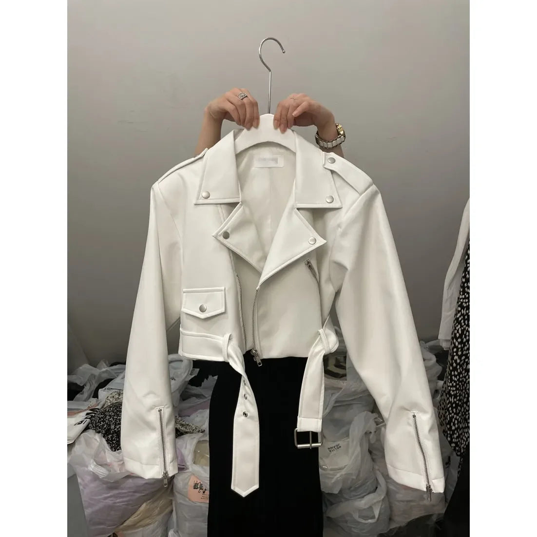 Korean PU Leather Crop Jacket