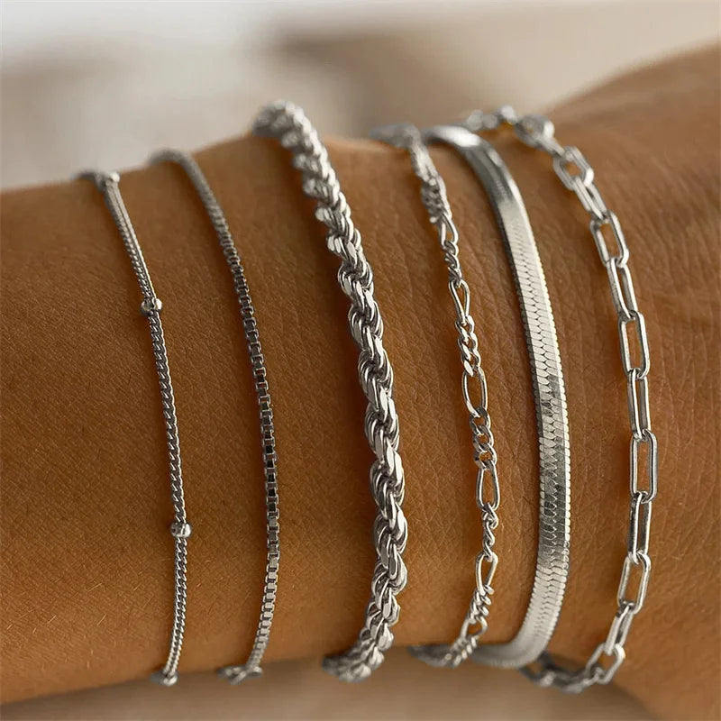 Thick Chain Link Bracelet Set