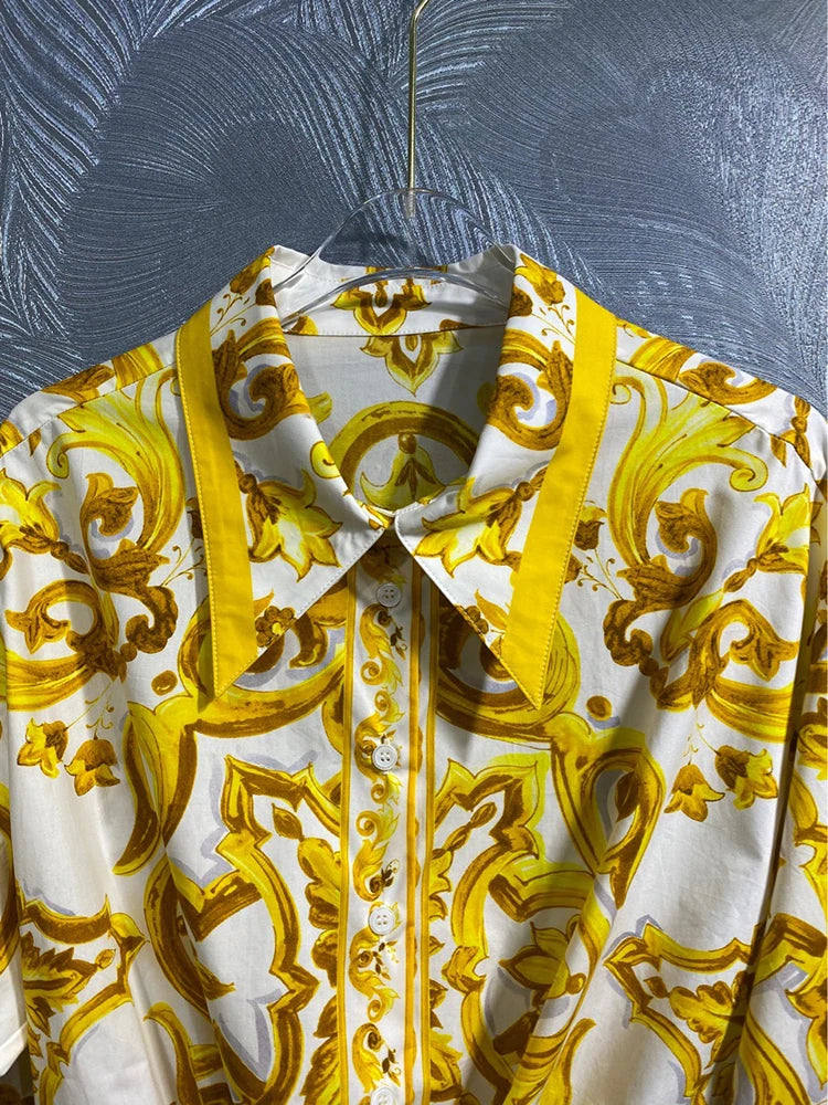 Vintage Print Cotton Shirt