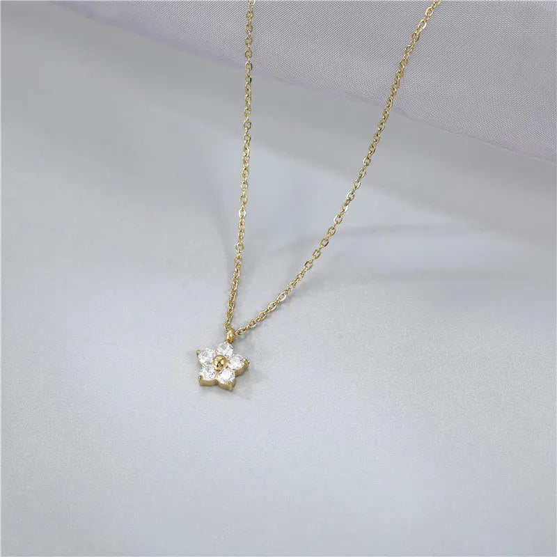 Cubic Zirconia Flower Pendant Necklace