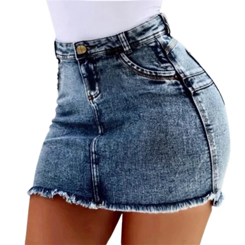 Summer High Waist Women Mini Skirt Casual Whitish Ultra-short Half-body Dress Female New Slim Fit Sexy Wrap Hip Trend Streetwear