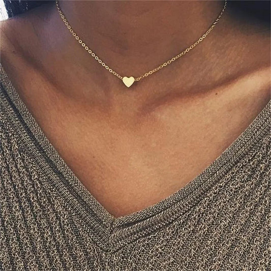 Gold Heart Triangle Necklace